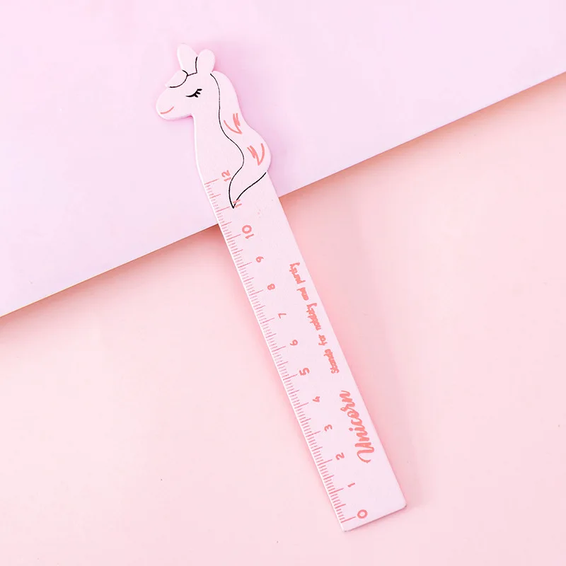 Мультяшная линейка креативный Единорог деревянная 12 см Канцелярские