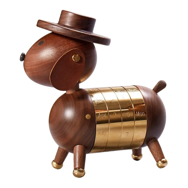 

Wooden Puppy Calendar European Furnishings Creative Gifts Wooden Dog Toys Nordic Crafts Wood Home Decoration