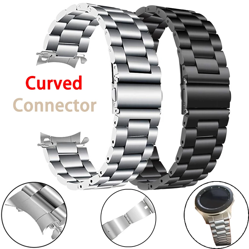 

22mm Curved Strap for Samsung Galaxy 46MM Gear S3 Classic Frontier Connector Stainless Steel Band Wrist Bracelet Galaxy Watch 3