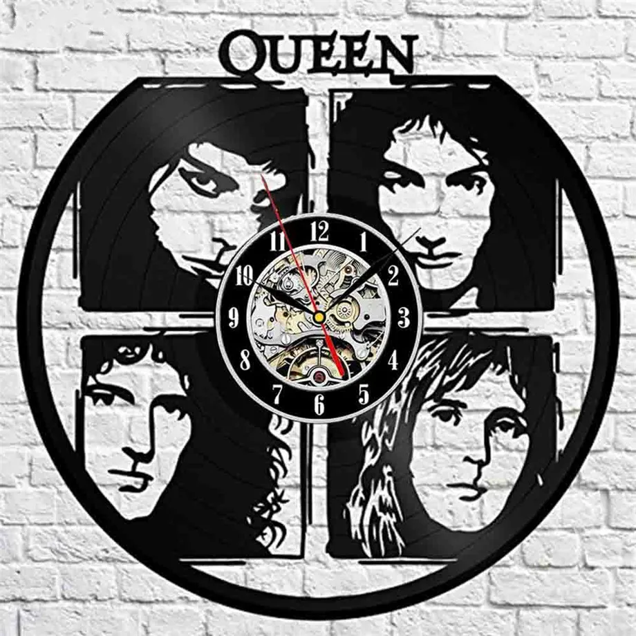 Винтажные виниловые 3D настенные часы queen Band ретро Zegar Naklejka домашний декор