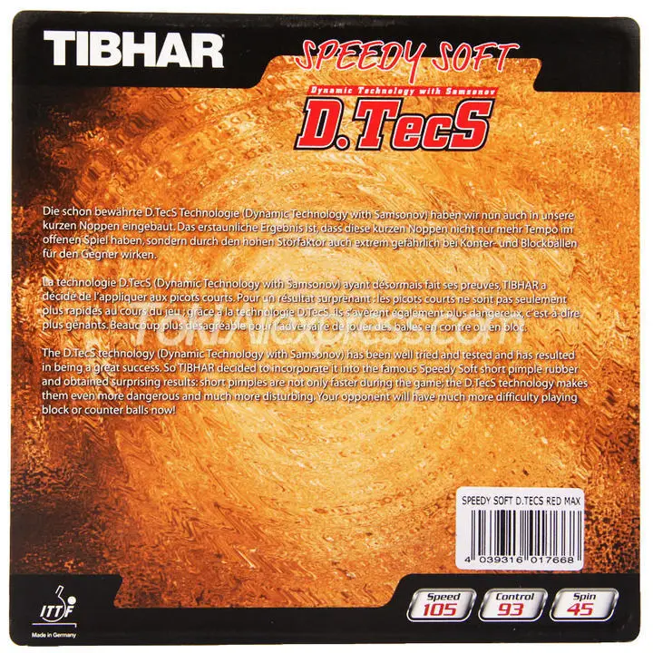 TIBHAR SPEEDY мягкая резиновая губка для настольного тенниса D.TECS оригинальная пинг