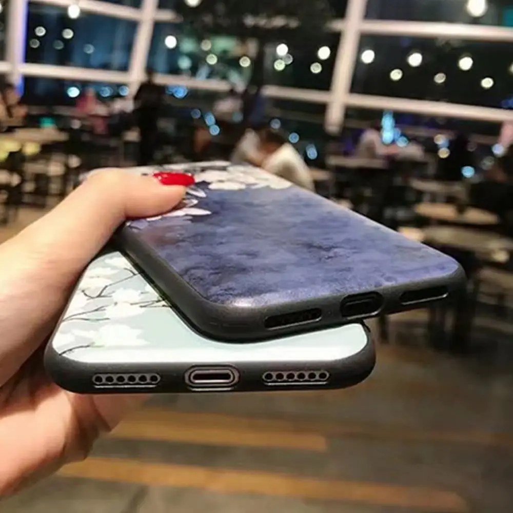 L-FADNUT красивый цветочный чехол для iPhone X Xr Xs Max Girlish тонкий бампер 7 8 6 6S 5 5S SE Plus