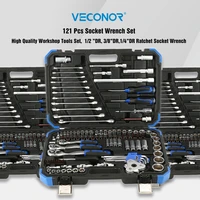 121pcs workshop tools kit of screwdriver and sockets ratchet key wrench for garage car repair tools set with blow case