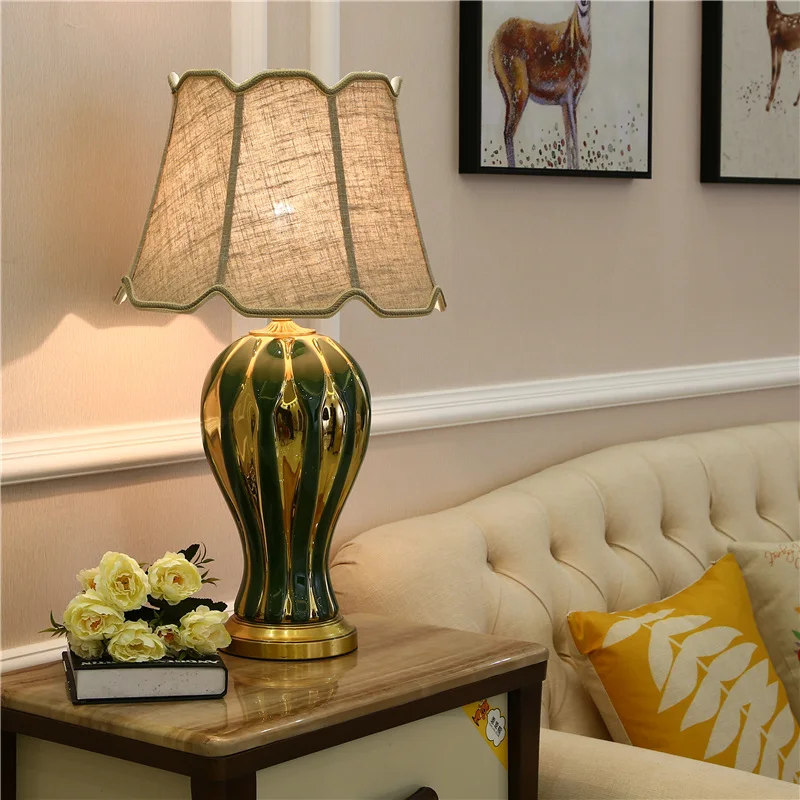 OUFULA Керамические настольные лампы светильники роскошная современная ткань для