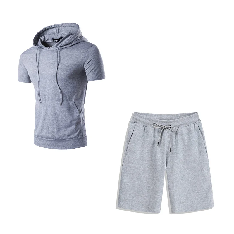 Summer 2023 Men's Sets Pullover Short Sleeve Two Piece Sportswear Sportswear Loose Shorts and Hoodies