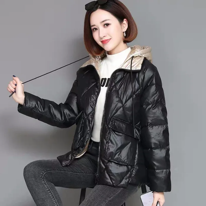 

Короткие женские парки с капюшоном в стиле пэчворк, простые однотонные карманы, простые женские повседневные корейские стильные женские по...