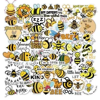 50pcs lnspirational little bee sticker pack cute cartoon insect honeybee decal stickers to fridge ski bicycle motorcycle car