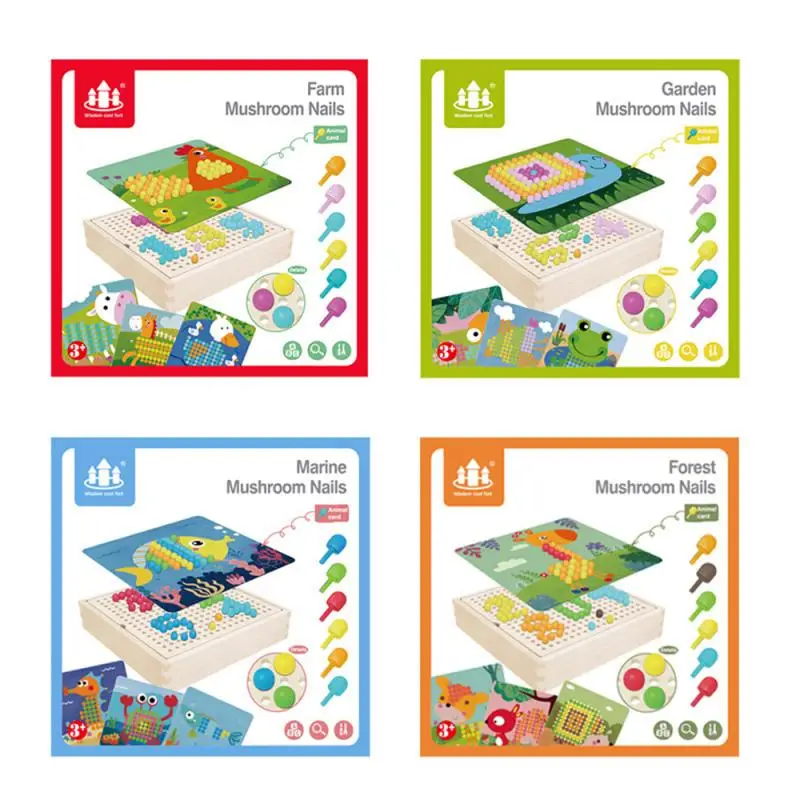 3D гриб ногтей умная головоломка игра деревянная коробка для хранения доски Дети