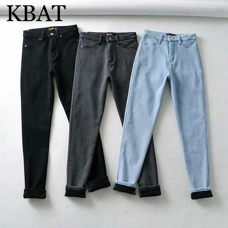 

Женские джинсы KBAT, облегающие, с высокой талией, Осень-зима, 2021