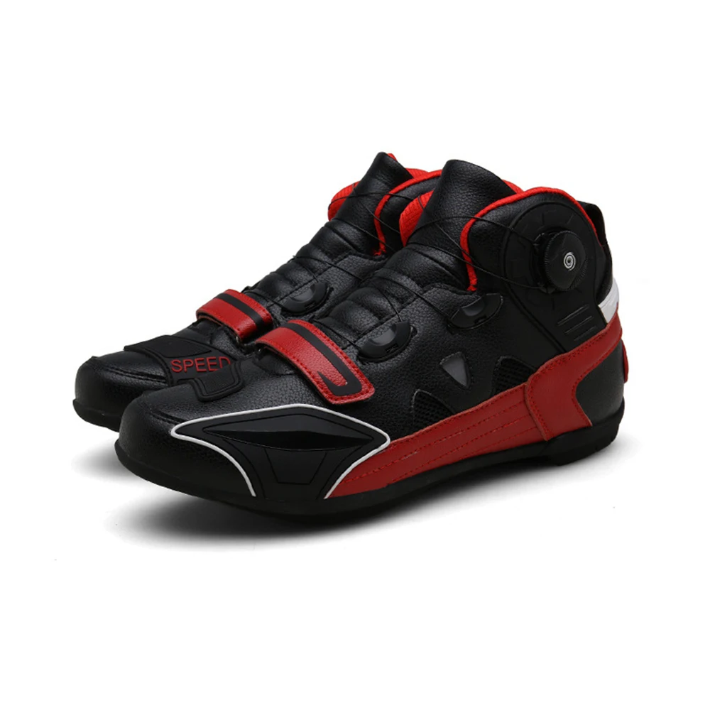 Red Motorcycle Men Short Boots Riding Shoes Motocross Off-road Shoes Breathable Anti-fall Leisure Boots Racing Equipment Summer
