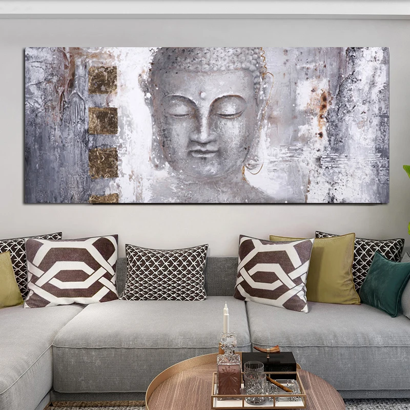Абстрактная черно-белая картина будды на холсте печатные картины плакаты и