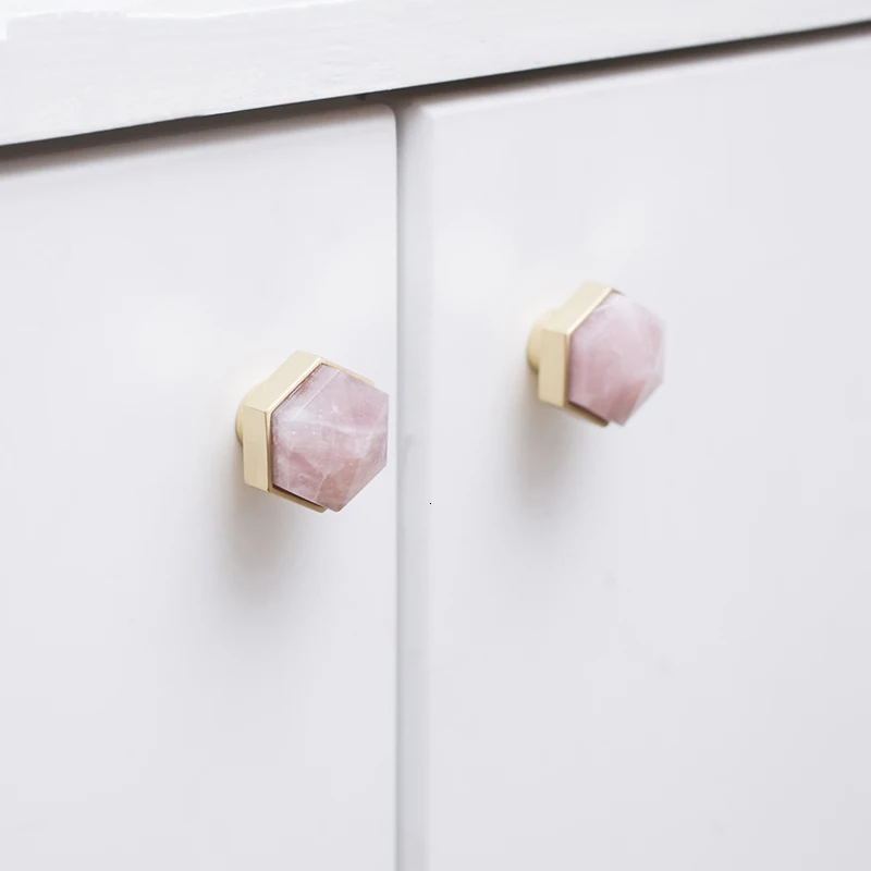 Шестиугольная форма/кристалл + латунная ручка комод круглые ручки для