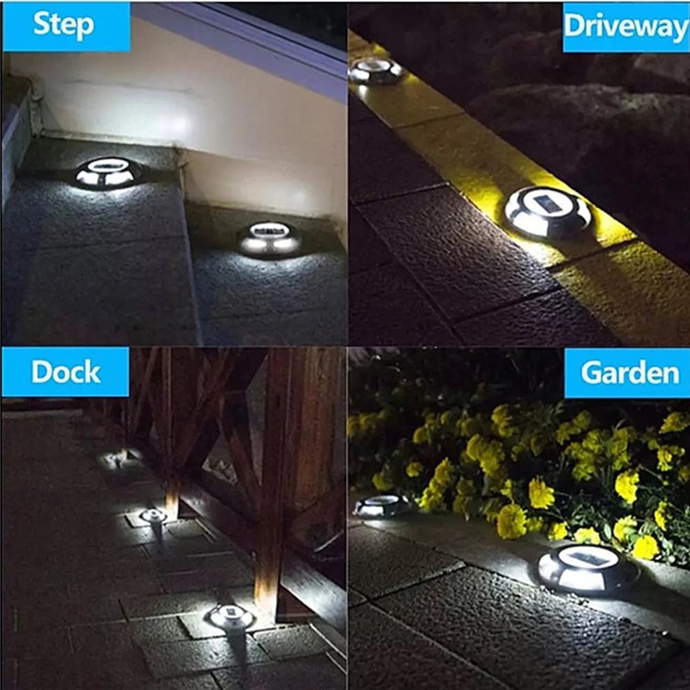 

Solar Deck Lights Driveway Dock LED Light Solar Powered Outdoor Waterproof Road Markers for Step Sidewalk Stair Garden Ground