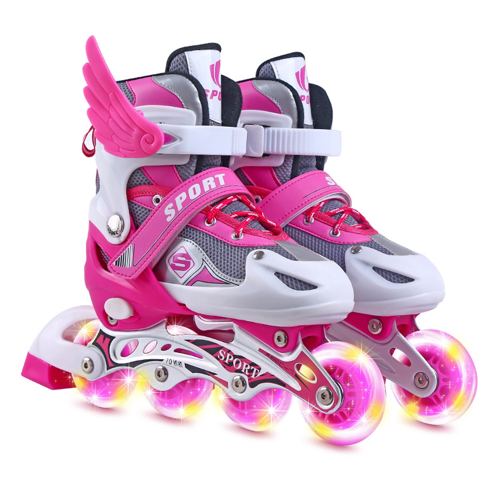 Beginner Inline Skates Adjustable Roller Skates Gift For Kids Adults Roller Skates Roller Sneakers Training Scrub Row 4 Wheel