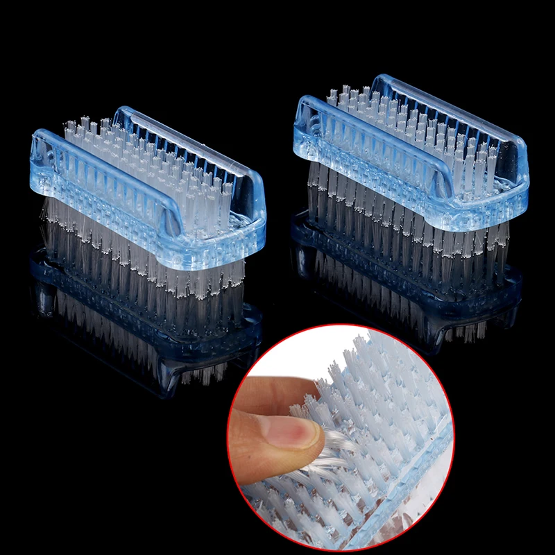 

Blue Double Sided Hand Nail Brush Cleaner Manicure Tool Plastic Nail Art Dust Brush Cleaning Scrubbing Brush