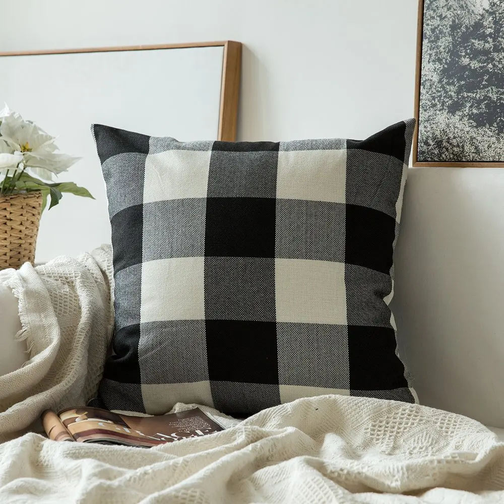 

Classic Retro Checkers Plaids Cotton Linen Soft Soild Decorative Square Throw Pillow Covers Home Decor Cushion Case for Sofa