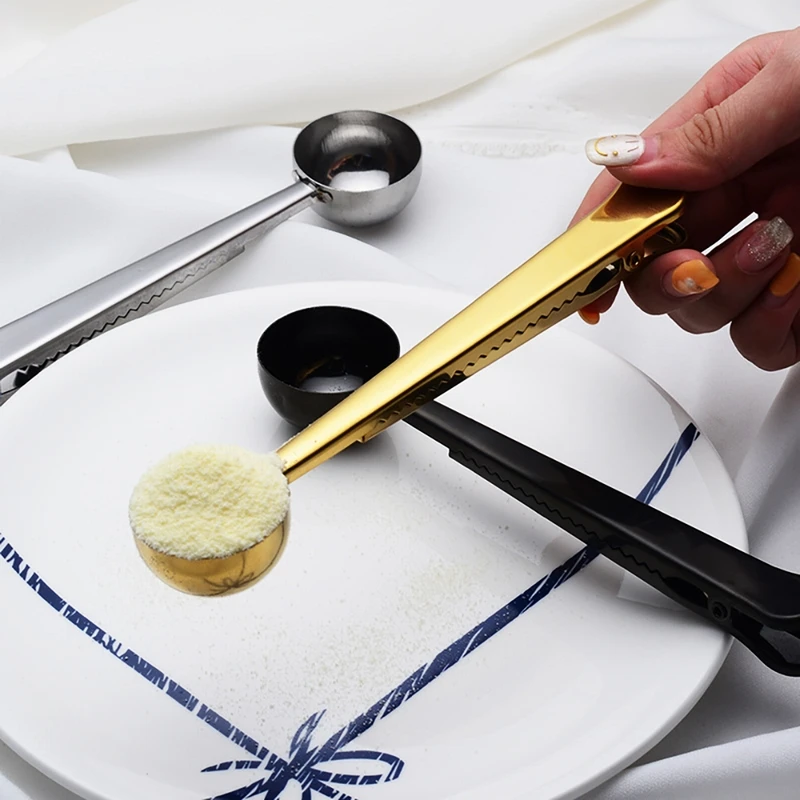 1 шт. кофейная ложка из нержавеющей стали с сумкой зажим для уплотнения мерная