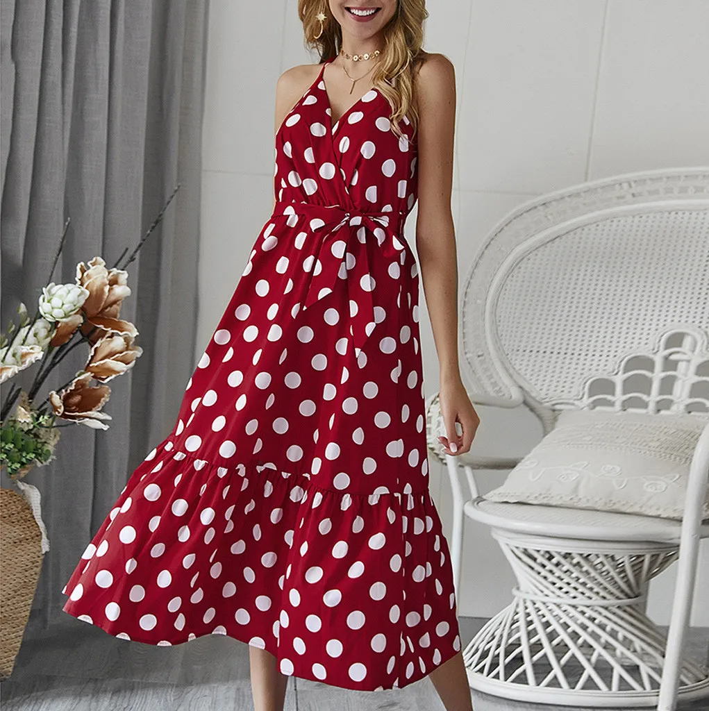 Мода весна 2020 женское платье в горошек Женская майка с принтом v образным вырезом