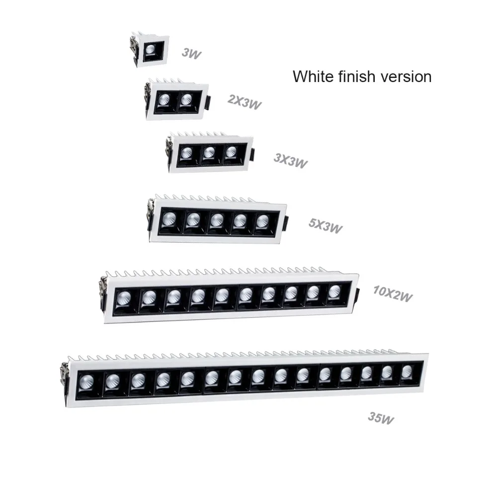 White/Black Finish Super Fins Heatsink DALI Triac 0-10V Dimmable LED Linear Embedded Lamp