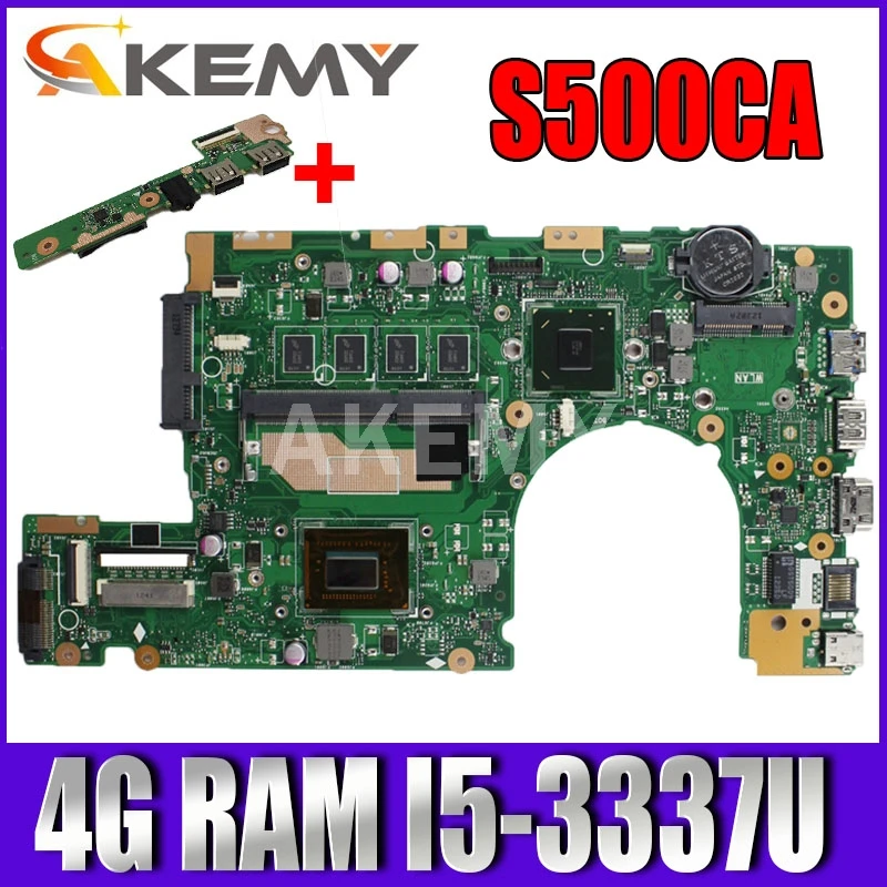 

Akmey S400CA Laptop motherboard For Asus VivoBook S500CA S400C S500C original mainboard 4GB-RAM I5-3317U Free board