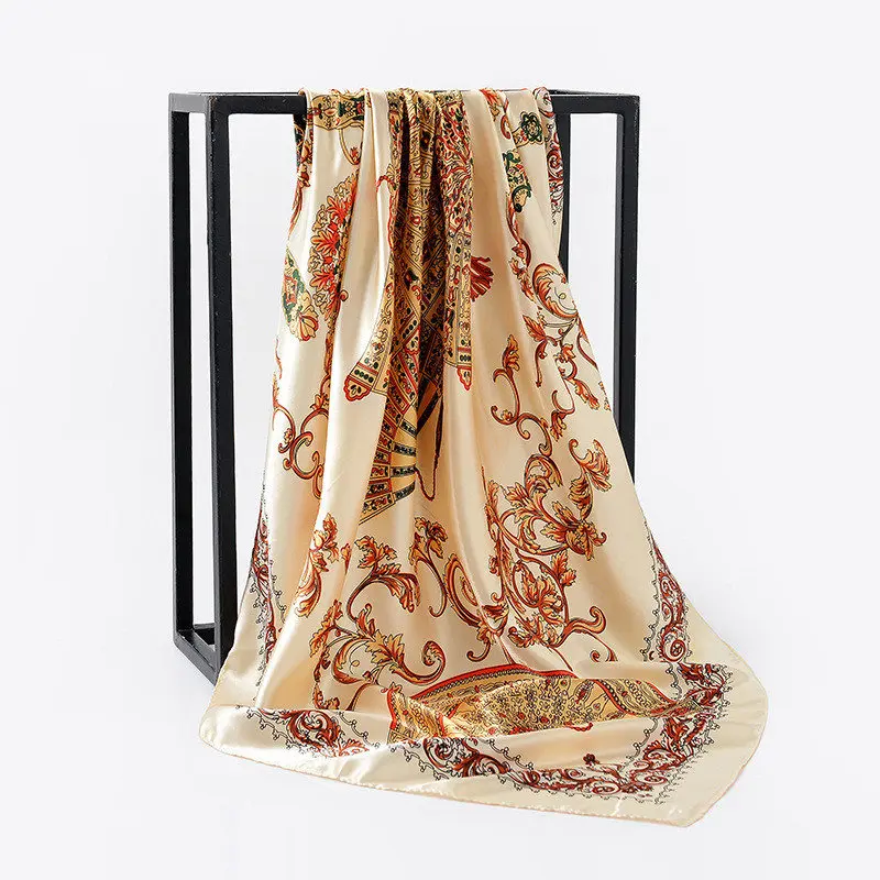 

2020 Classic silk scarves summer lady print big square scarf Sunscreen shawls women fashion Small hair neck beach hijab