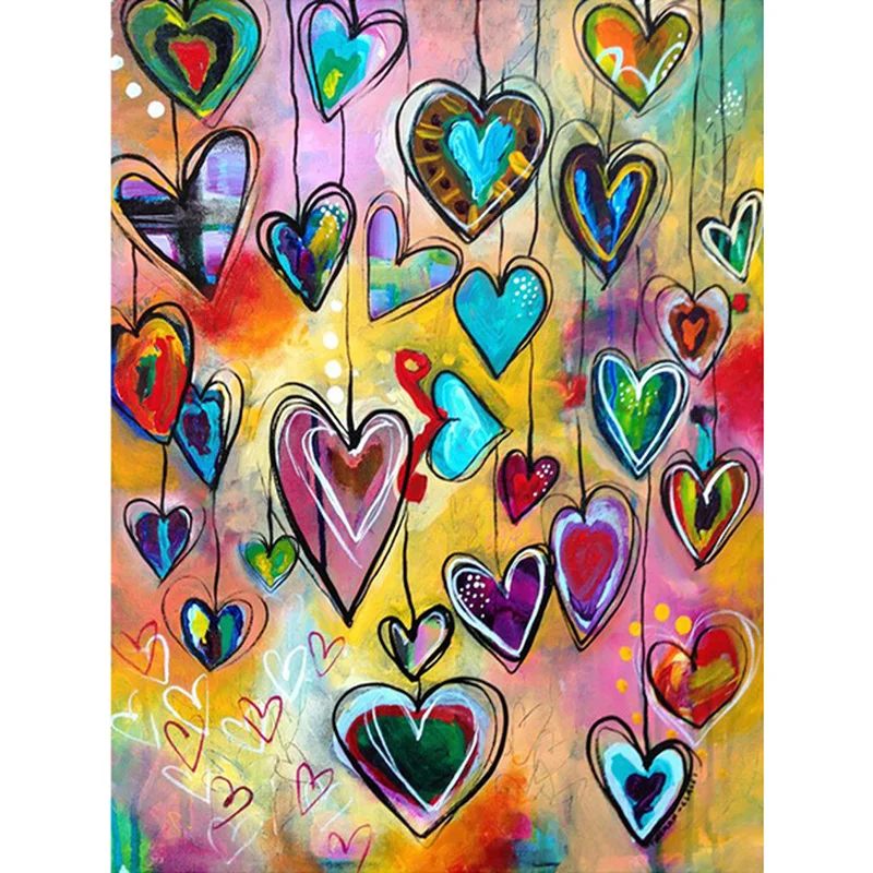 

LUOVIZEM DIY 5D Diamond Painting Cartoon Heart Pattern Scenery Embroidery Full Square/Round Drill Home Decor Painting