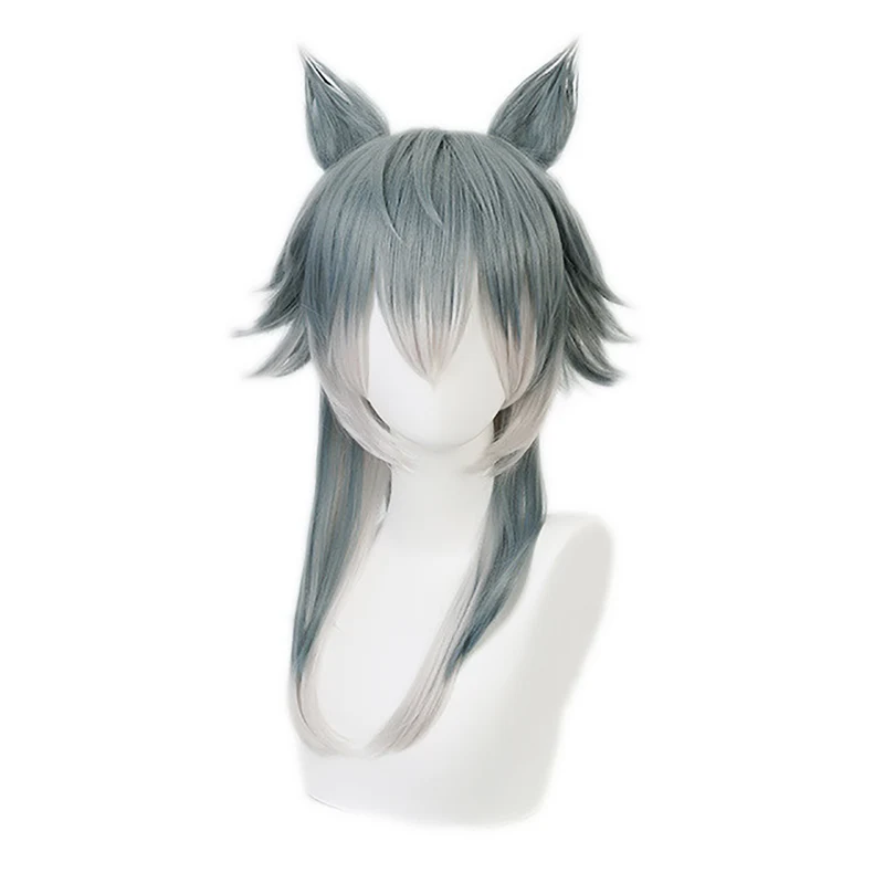 

New Anime BEASTARS Legoshi Wig Wolf Ears Personified Beasts Cosplay Gradient Colors Short BOBO Hair Halloween Headwear