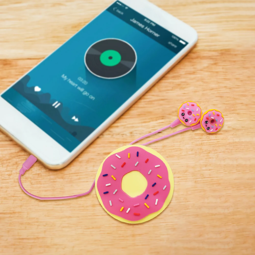 Наушники вкладыши с милым пончиком проводные наушники для девочек детей