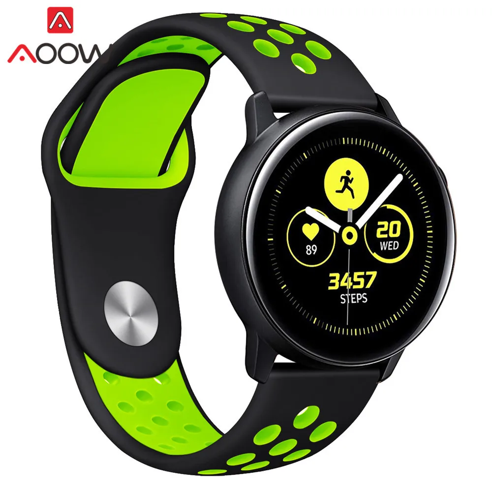 20 мм силиконовый ремешок для часов samsung Galaxy Watch Active 42 мм gear S2 Amazfit bip дышащие отверстия резиновый браслет ремешок