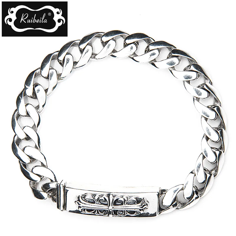 

Ruibeila925, серебряный и американский классический браслет с кружевными серебряными вставками, мужской браслет, браслет в стиле ретро, Подарочн...