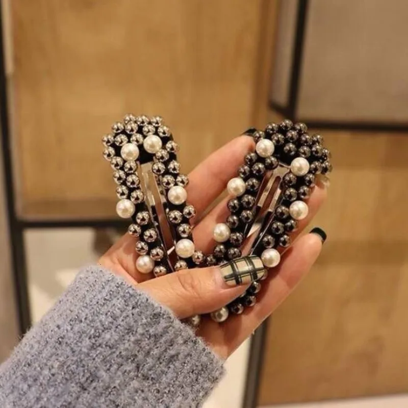 Модные большие заколки для волос корейские с искусственным жемчугом и бусинами