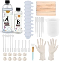 21 clear ab epoxy resin glue kit set measuring cup dropper wooden stick gloves tools for diy silicone mold resin jewelry making