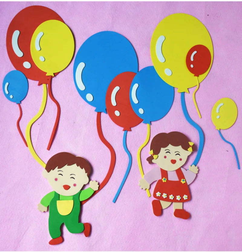 

Детский сад Настенная Наклейка воздушный шар игрушка EVA пенопласт войлочная ткань школьная доска цвет наклейка для газет