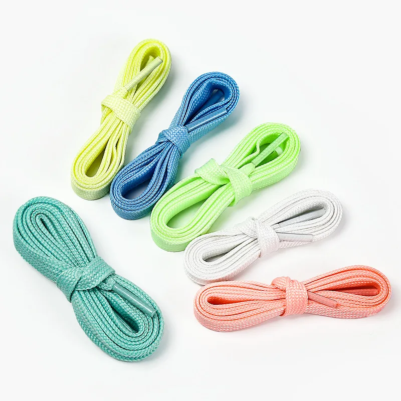 50 Pairs/Lot Luminous Shoelaces Athletic Sport Flat Canvas Shoe Laces Glow In The Dark Night Color Candy Color Shoelace