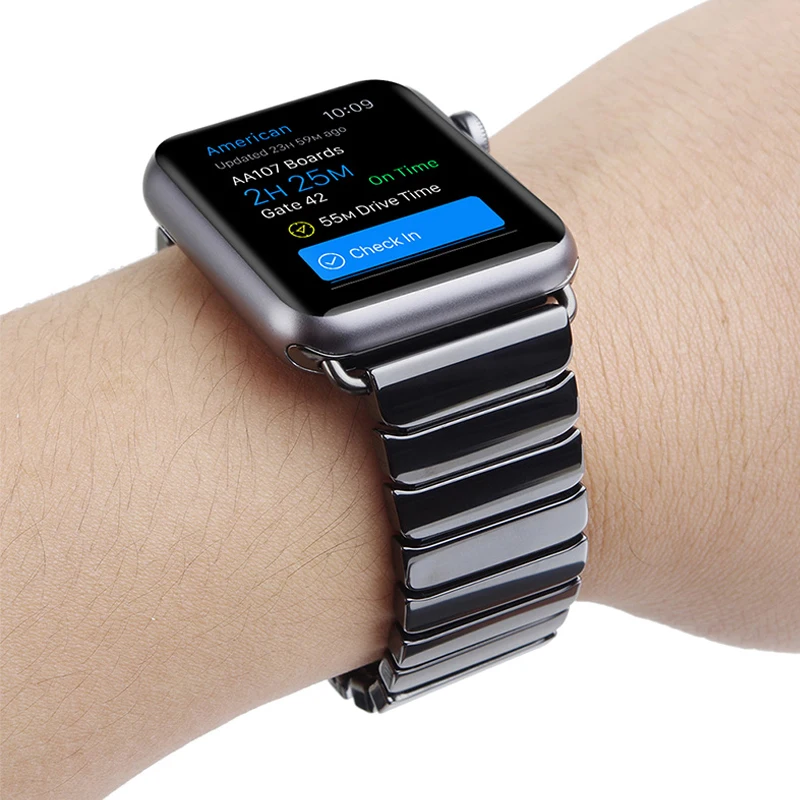 

Ceramics Link Bracelet Strap for Apple Watch 6/5/4/3/2/SE Iwatch Apple Watch Band 44mm/40mm/42mm/38mm Butterfly Buckle Correa