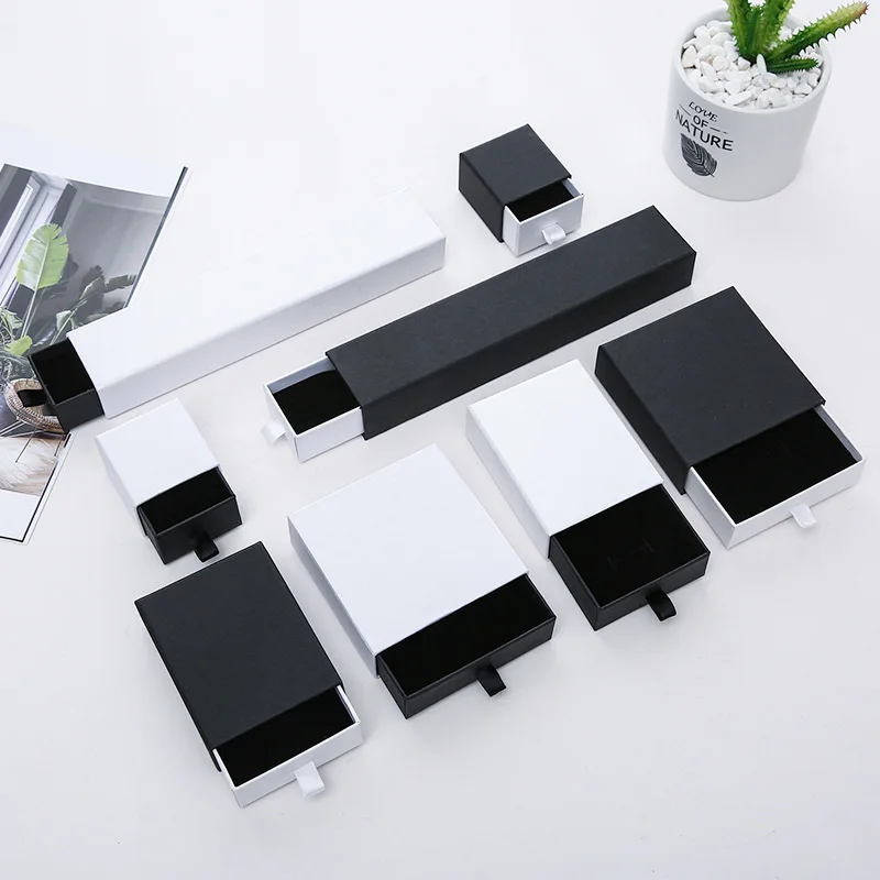 Шкатулка для ювелирных украшений черно-белый ящик колец сережек ожерелий