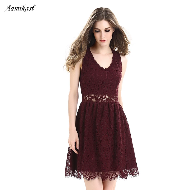 

Sexy Hollow Out Lace Dress Women Summer High Waist Sleeveless Dresses Elegant Christmas Dress Vestidos robe