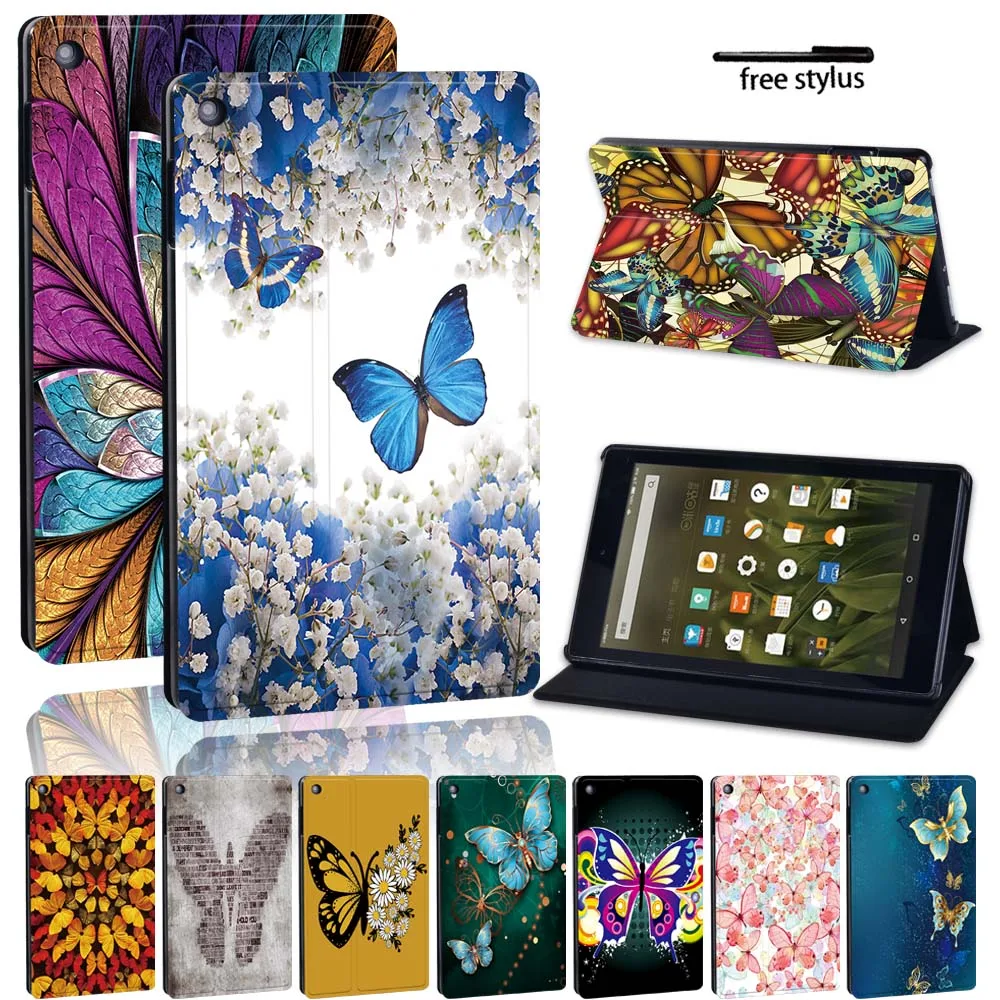 

Tablet Case for Amazon Fire 7/HD 8/HD 8 plus 2020/HD 10 alexa tablet butterfly pattern Scratch resistant protective case