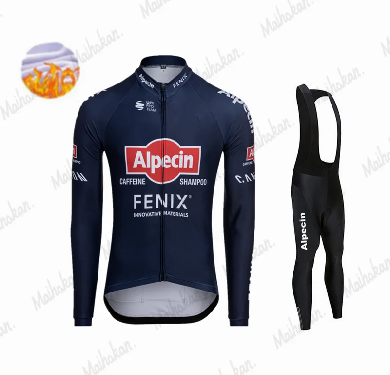 

Трикотажный комплект для велоспорта Maillot Alpecin Fenix 2021 командный Чемпион зимняя одежда с длинным рукавом Брюки для горных дорог нагрудник Ropa ...