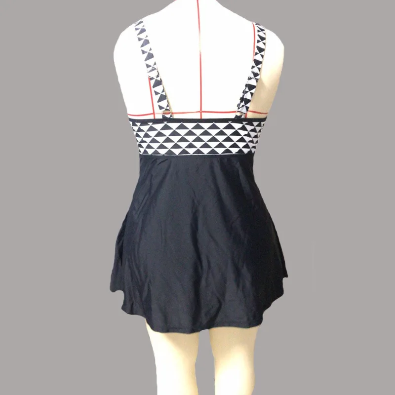 

2021 New Plus Size Swimwear Sexy Women Swimsuit High Waist Push Up Bathing Suit Retro Tankini Large Dress