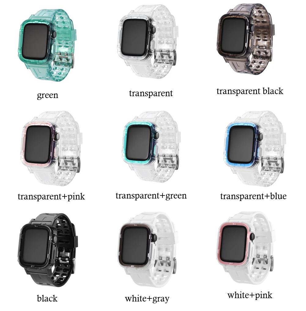 Мягкий силиконовый спортивный ремешок для Apple Watch Series 1 2 3 4 5 прозрачный резиновый