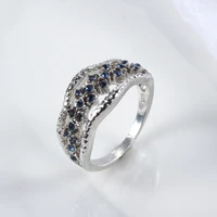 hpxmas ladies blue crystal ring multi layer fashion wedding ring jewelry engagement temperament ring