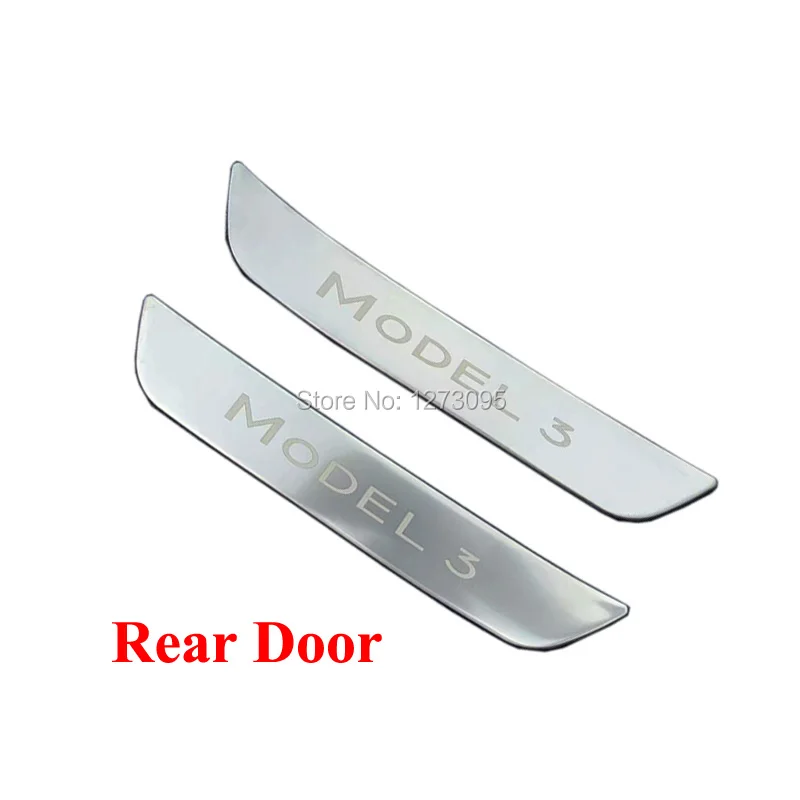 Rear Door Long Для Tesla модель 3 Нержавеющая Накладка на порог автомобиля Защита Накладка на педаль аксессуары для автомобиля - Цвет: Rear Door Long