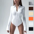 Женское боди на пуговицах, повседневное слитное боди с отложным воротником и длинным рукавом, весна 2022