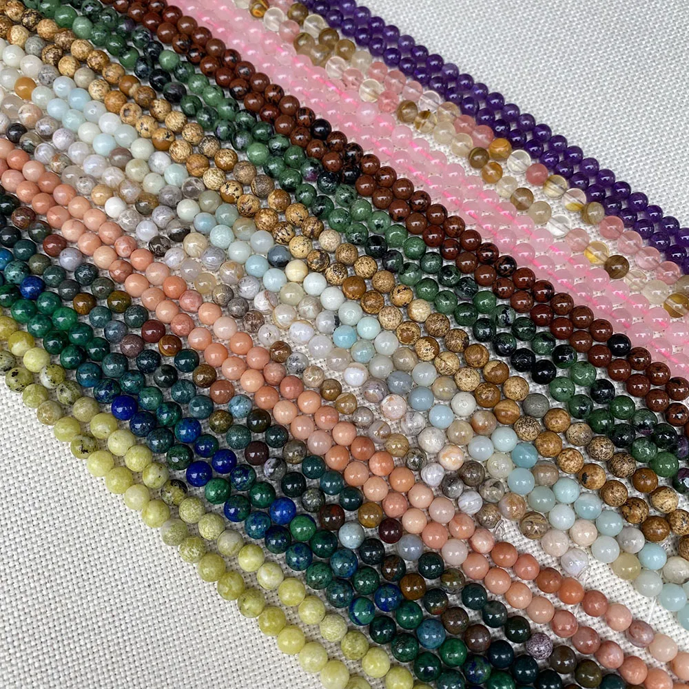 

Natural Stone Beads Marine Agate Round Colorful Loose Beads Yellow Pine Grass Rainbow Stone Pendant Necklace Loose Gems Bracelet