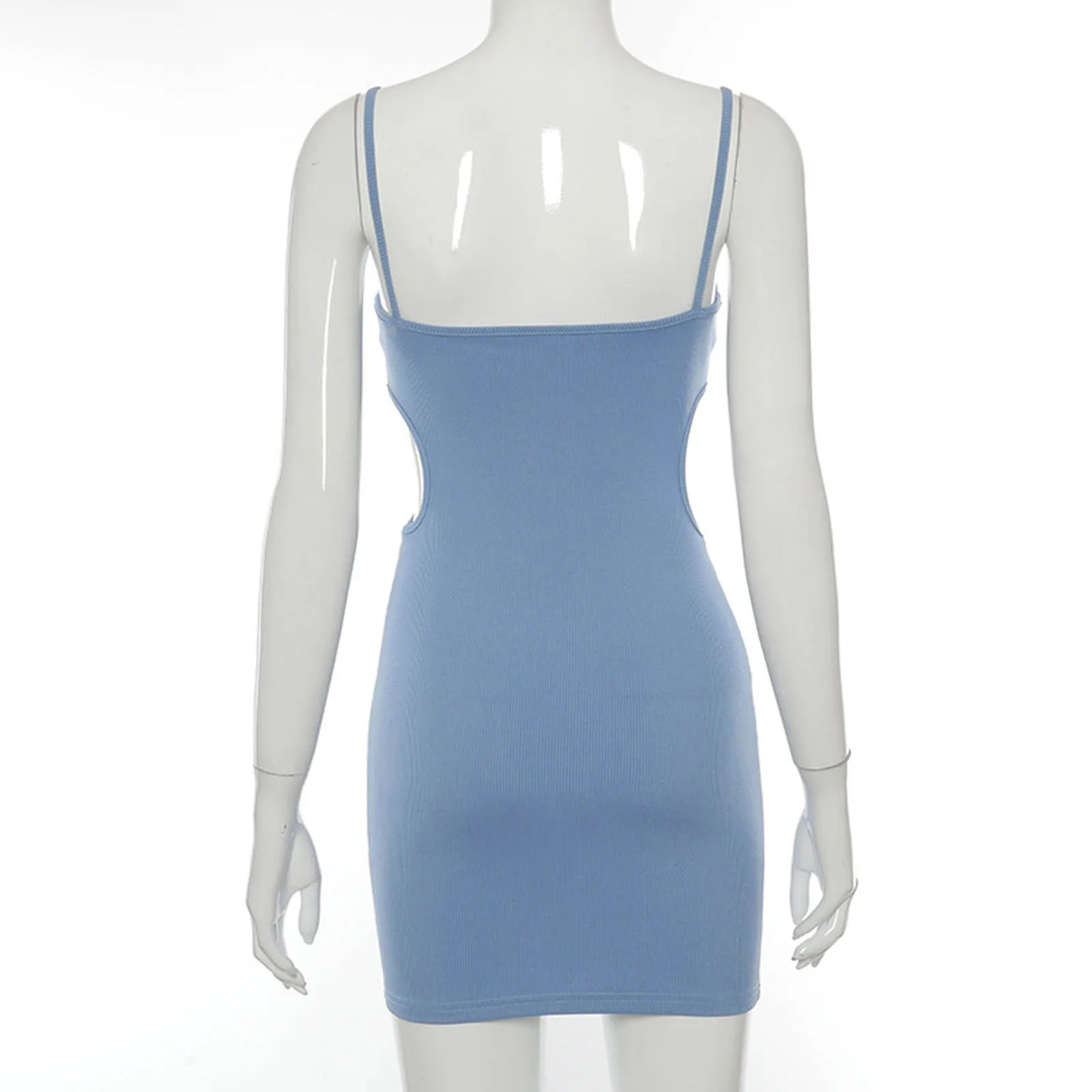 

2021 Womens Sky Blue Camisole Tank Tops Sleeveless Dresses Ladies Solid O-Neck Shirt Summer Casual Tees Dress Vestidos De Mujer