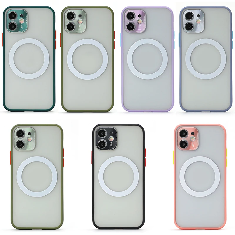 

Clear Metal Skin Sensitive Camera Protection Magnetic Phone Case Suitable for IPhone 12 11 Pro Max Mini X XS XR