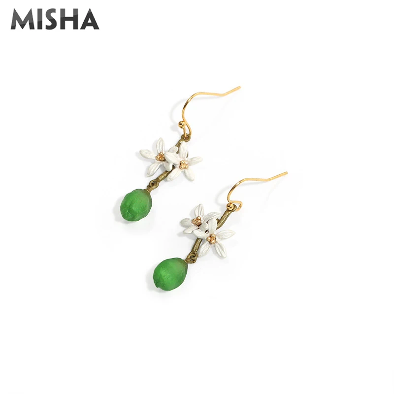 

MISHA Green Lemon Earring For Women Quality Copper Resin Design Fashion Jewelry Gifts For Wedding Birthday Christmas