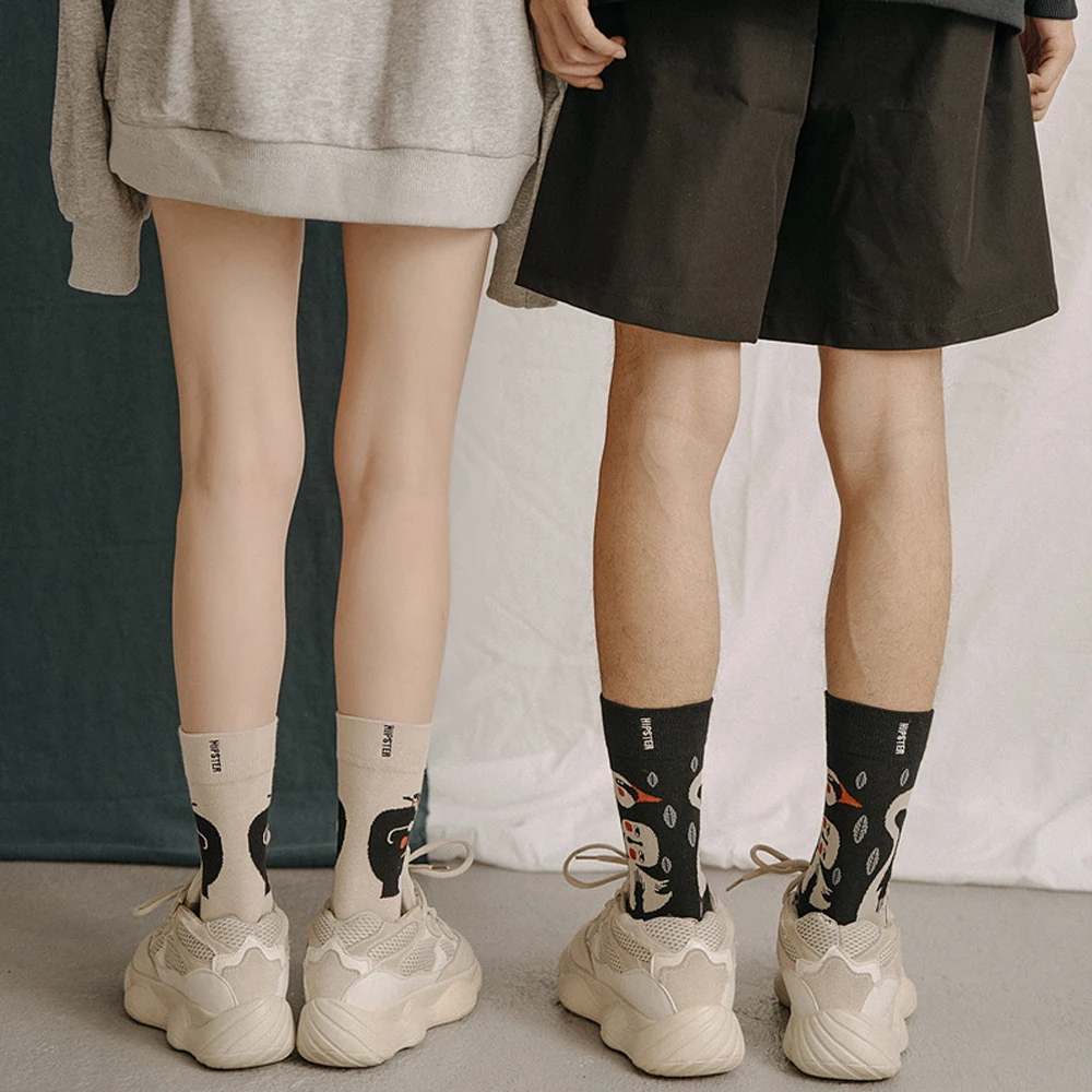 Забавные носки Harajuku с веселым креативным принтом хлопковые для мужчин и женщин