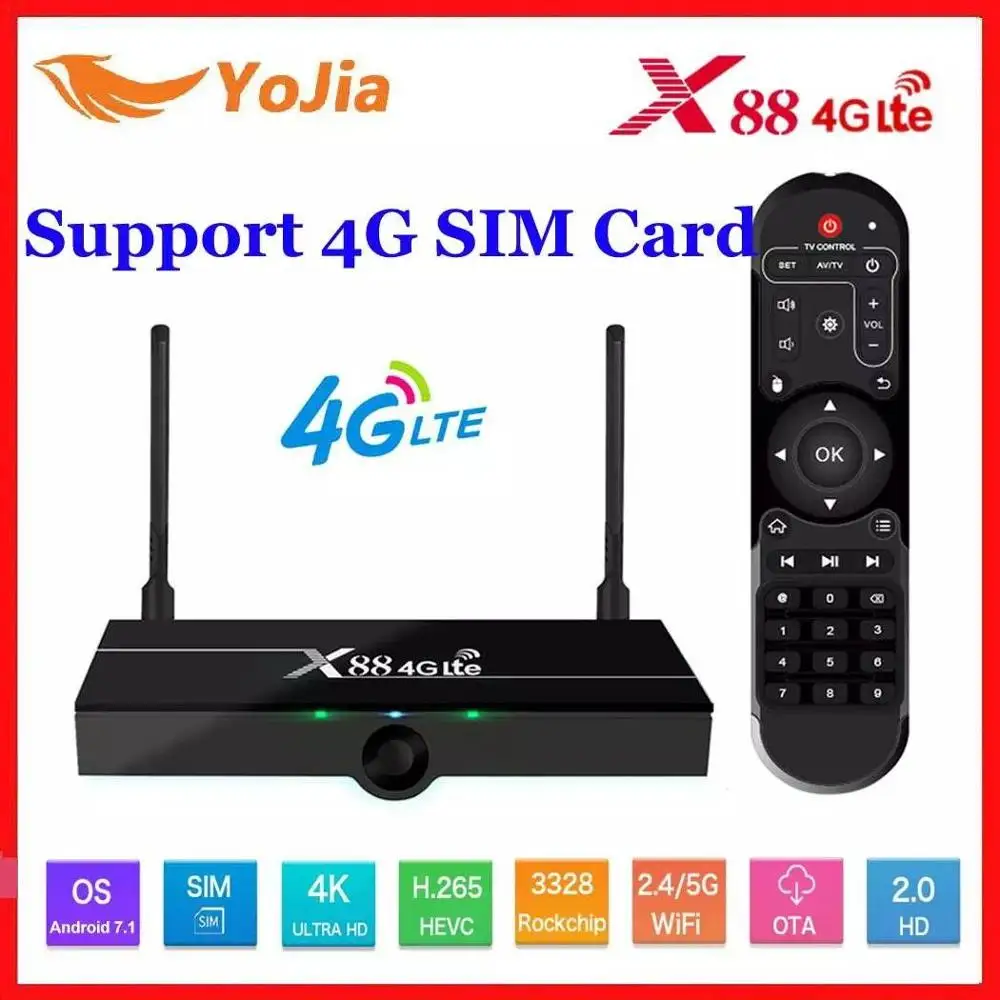 Поддержка 4G Nano sim-карты X88 4G Lte Android tv Box 2GB 16GB Rockchip RK3328 Dual Wifi 4K медиаплеер USB3.0 Google Play Store